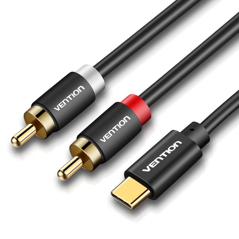Cable de audio USB C a 2 RCA, cable Vention tipo C a RCA, cable 2RCA jack USB-C línea de audio, RCA a altavoz adaptador de cable para estéreo de coche, teléfono, tablet, cine en casa, amplificador, DVD, altavoz (3 m)
