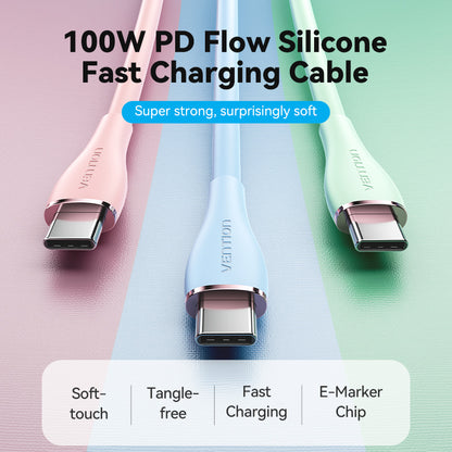 Vention Cable USB-C PD 100W Carga Rápida Silicon Verde