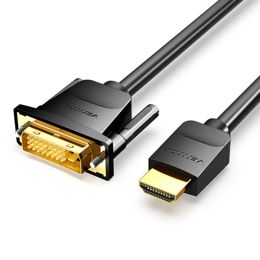 VENTION Cable HDMI a DVI, Bi Directional DVI-D 24+1 macho a HDMI macho adaptador de alta velocidad compatible con 1080P Full HD compatible con Raspberry Pi, Roku, Xbox One, computadora portátil, etc. (5 m)