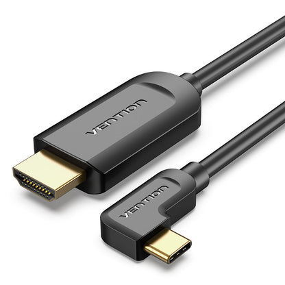 VENTION Cable USB C a HDMI 4K 60Hz ángulo recto USB-C 5FT [alta velocidad] Cable USB tipo C a HDMI para oficina en casa Thunderbolt 3 4 compatible con MacBook Pro/Air iMac Nuevo iPad Galaxy S21 S20 XPS 17
