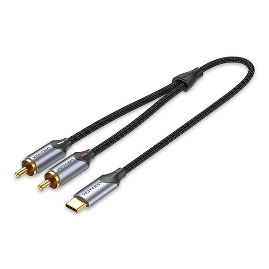 Cable de audio USB tipo C a 2 RCA, cable RCA tipo C a 2 RCA Jack, línea de audio USB-C para Xiaomi, LG, teatro en casa, amplificador, DVD, altavoz (1 metro)