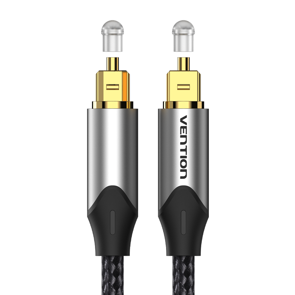 VENTION - Cable de audio óptico digital de 3.3 pies, fibra trenzada de nailon, carcasa de metal delgada, enchufe chapado en oro, cable de audio de fibra óptica Toslink para barra de sonido TV PS4