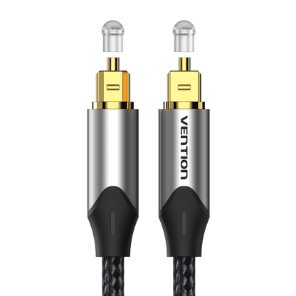 VENTION - Cable de audio óptico digital de 3.3 pies, fibra trenzada de nailon, carcasa de metal delgada, enchufe chapado en oro, cable de audio de fibra óptica Toslink para barra de sonido TV PS4