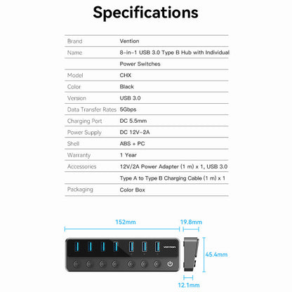 Adaptador multipuerto USB C Hub 7 en 1 de VENTION