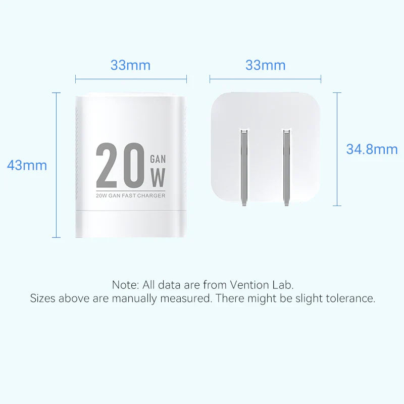 Vention Cargador Pared USB-C GaN 20W Blanco