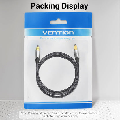 VENTION - Cable de audio óptico digital de 3.3 pies, fibra trenzada de nailon, carcasa de metal delgada, enchufe chapado en oro, cable de audio de fibra óptica Toslink para barra de sonido TV PS4