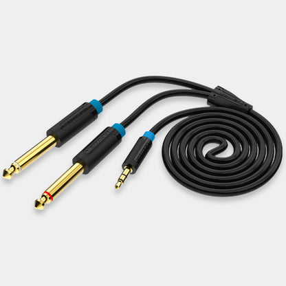 Vention Cable Audio Jack 3.5mm a 2 salidas 6.5mm, 2m, Negro