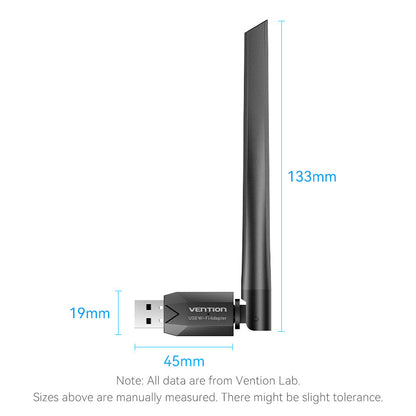 Adaptador USB inalámbrico de banda dual de alta ganancia AC650 de Vention