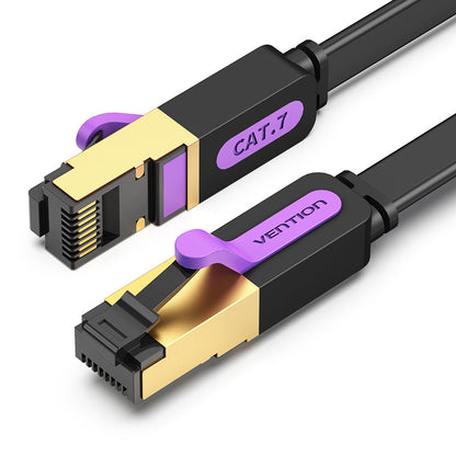 Vention - Cable Ethernet Cat7 de 30 pies, cable plano FTP de alta velocidad (Cat7) con conectores RJ45 chapados en oro, cable LAN para router, móodo, PC, portátil (10 m)