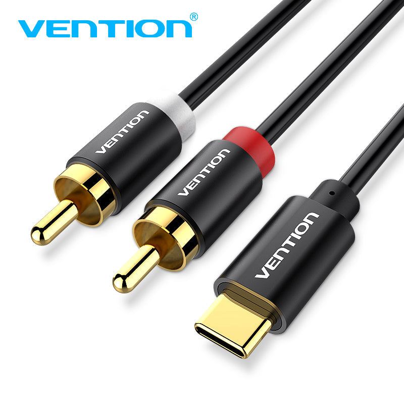 Cable de audio USB C a 2 RCA, cable Vention tipo C a RCA, cable 2RCA jack USB-C línea de audio, RCA a altavoz adaptador de cable para estéreo de coche, teléfono, tablet, cine en casa, amplificador, DVD, altavoz (3 m)
