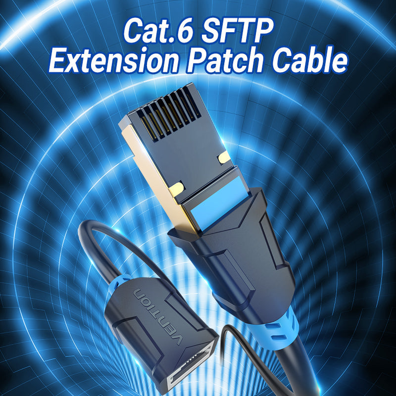 VENTION - Cable de extensión Ethernet de 16 pies, cable de extensión RJ45 macho a hembra, cable de red Cat6, cable LAN blindado para computadora, cable de conexión Ethernet Cat 6 SSTP (16 pies/5 m
