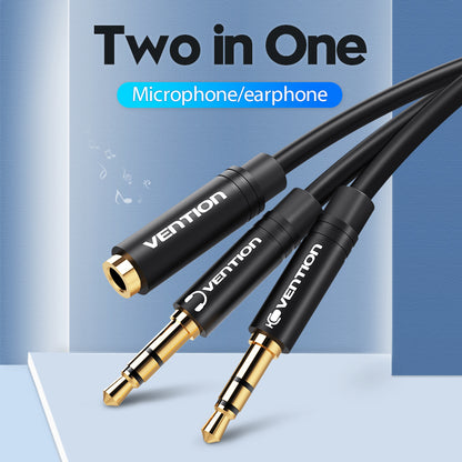 Vention Cable Audio Auxiliar 3.5mm Hembra - 2x3.5mm Macho, 0.3m