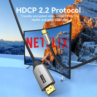 VENTION Cable USB C a HDMI de 6.5 pies 4K a 60Hz, cable USB tipo C a HDMI, cable trenzado Thunderbolt 3 HDCP 2.2 compatible con iPad MacBook Pro/Air iMac Galaxy S20 S10 Surface Book 2 TV y más