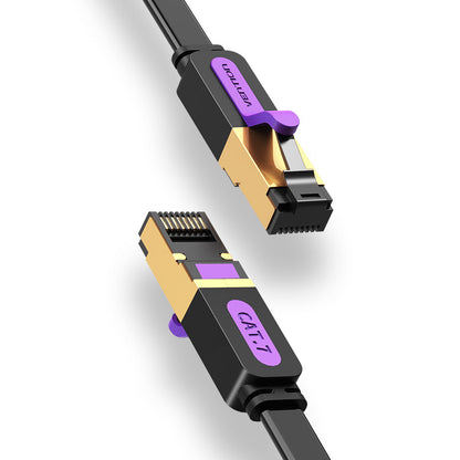 Vention - Cable Ethernet Cat7 de 30 pies, cable plano FTP de alta velocidad (Cat7) con conectores RJ45 chapados en oro, cable LAN para router, móodo, PC, portátil (10 m)