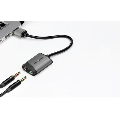 Vention Tarjeta Sonido Externa USB, USB 2.0 a 2x3.5mm Aux, Microfono, Altavoces, 0.15m