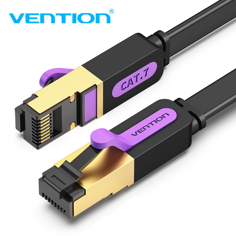 Vention - Cable Ethernet Cat7 de 30 pies, cable plano FTP de alta velocidad (Cat7) con conectores RJ45 chapados en oro, cable LAN para router, móodo, PC, portátil (10 m)