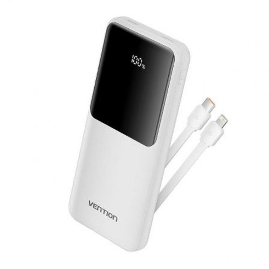 PowerBank VENTION FHOW0 10000mAh Carga Rapida 22.5W, USB-C, Micro-USB, Lightning, Blanco
