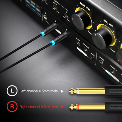 Vention Cable Audio Jack 3.5mm a 2 salidas 6.5mm, 2m, Negro