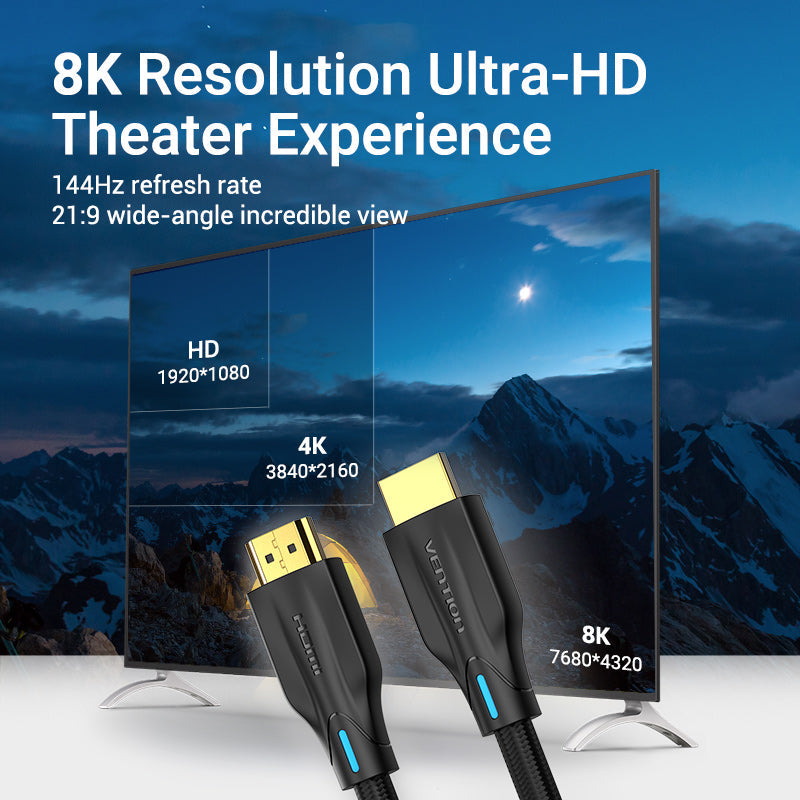VENTION Cable HDMI 8K 60Hz 48Gbps HDMI 2.1 Cable (3 pies, PVC)