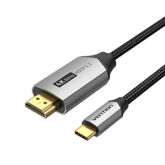 VENTION Cable USB C a HDMI de 6.5 pies 4K a 60Hz, cable USB tipo C a HDMI, cable trenzado Thunderbolt 3 HDCP 2.2 compatible con iPad MacBook Pro/Air iMac Galaxy S20 S10 Surface Book 2 TV y más