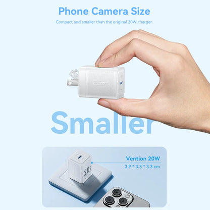 Vention Cargador Pared USB-C GaN 20W Blanco