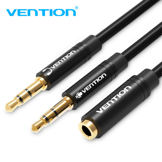 Vention Cable Audio Auxiliar 3.5mm Hembra - 2x3.5mm Macho, 0.3m