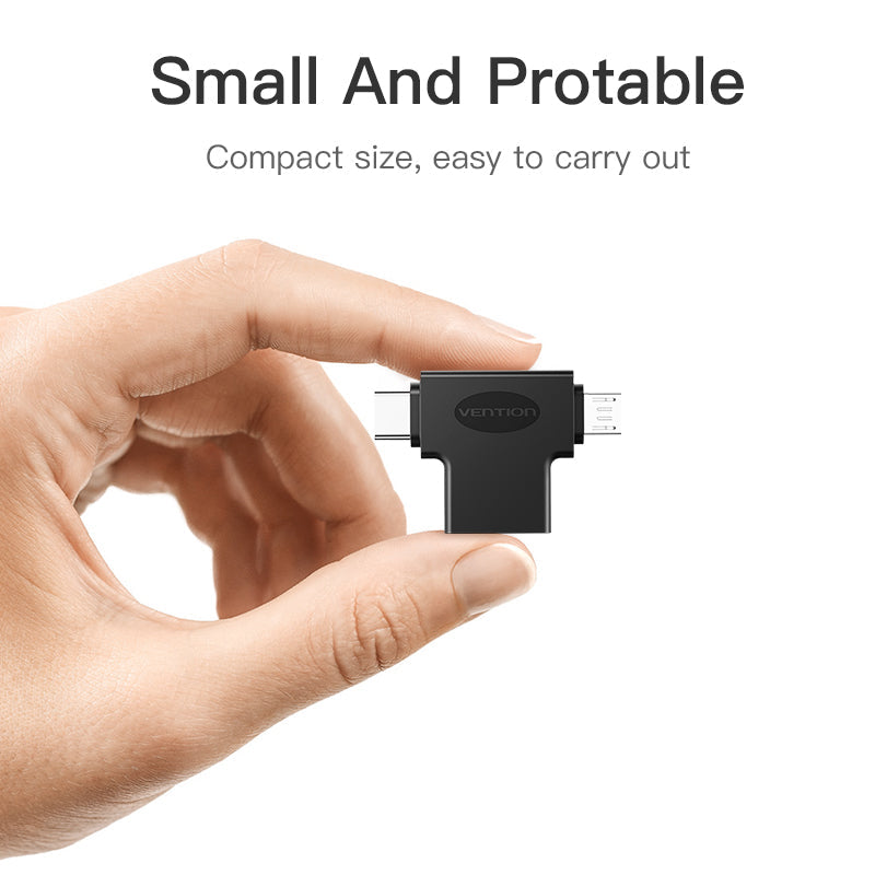 Vention Adaptador OTG, USB Tipo C y Micro USB a USB-A Hembra, 2 en 1