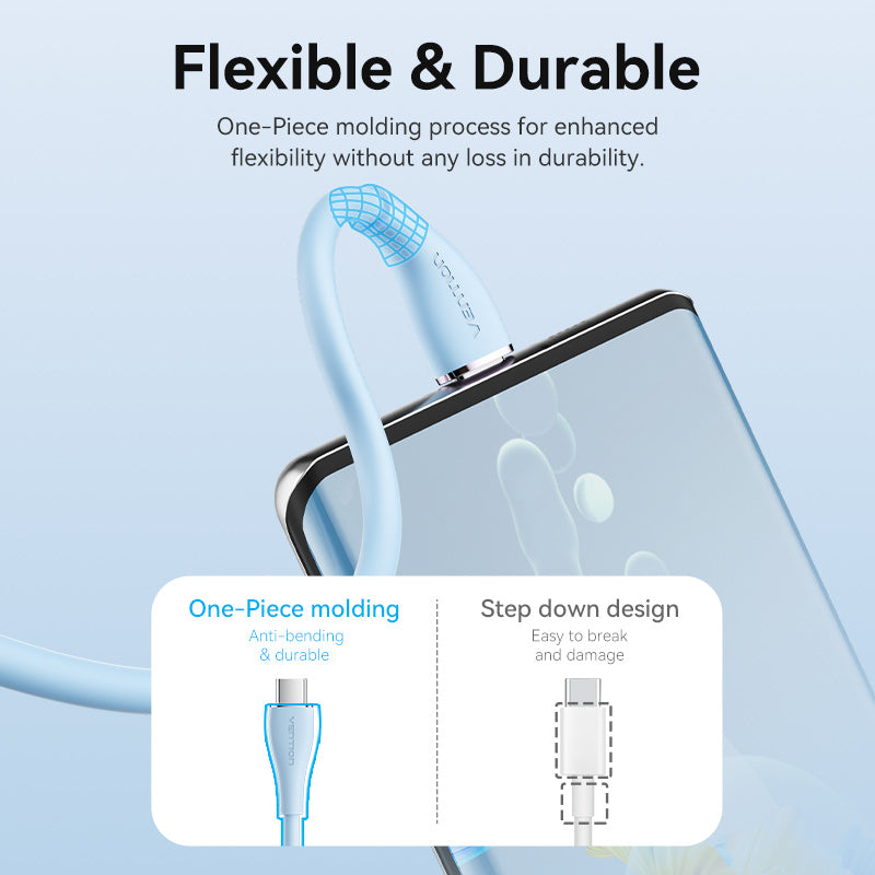 Vention Cable USB-C PD 100W Carga Rápida Silicon Verde