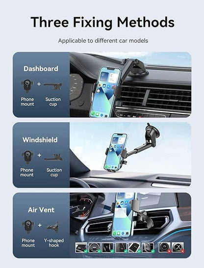 Soporte de teléfono para coche VENTION ventilación-Parabrisas-salpicadero soporte de teléfono celular 3 en 1 soporte de coche compatible con iPhone Samsung teléfonos celulares y accesorios de coche para iPhone 13 14 Pro Max
