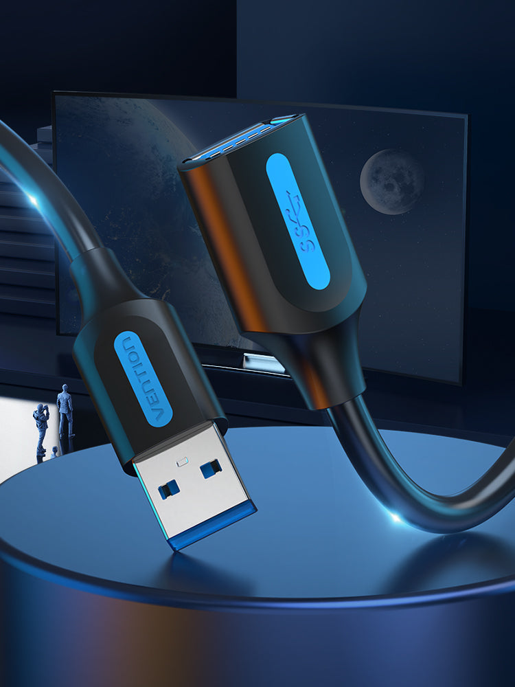 VENTION - Cable de extensión USB 3.0 de 1.5 pies, cable USB tipo A macho a hembra, cable de extensión USB de 5 Gbps, transferencia de datos de alta velocidad, compatible con impresora, disco duro, teclado, mouse