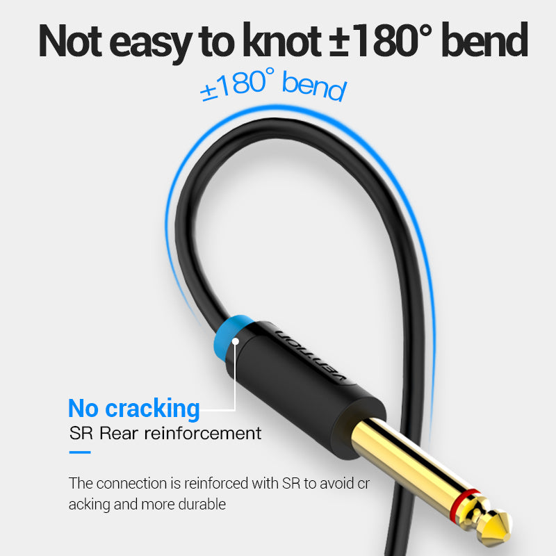 Vention Cable Audio Jack 3.5mm a 2 salidas 6.5mm, 2m, Negro