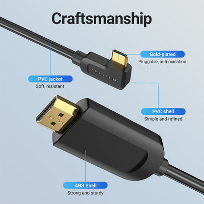 VENTION Cable USB C a HDMI 4K 60Hz ángulo recto USB-C 5FT [alta velocidad] Cable USB tipo C a HDMI para oficina en casa Thunderbolt 3 4 compatible con MacBook Pro/Air iMac Nuevo iPad Galaxy S21 S20 XPS 17