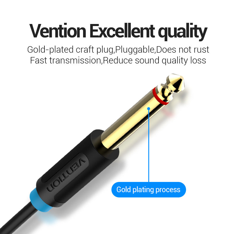 Vention Cable Audio Jack 3.5mm a 2 salidas 6.5mm, 2m, Negro