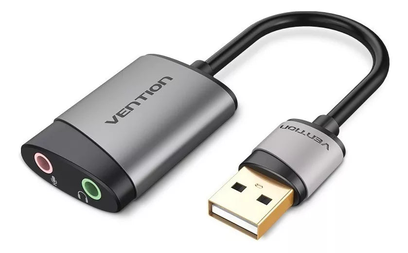 Adaptador Tarjeta Sonido Externa Dual Jack 3,5 A Usb Vention Color Space Gray