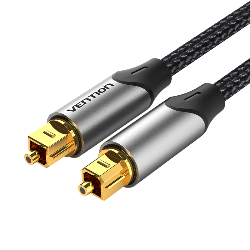 VENTION - Cable de audio óptico digital de 3.3 pies, fibra trenzada de nailon, carcasa de metal delgada, enchufe chapado en oro, cable de audio de fibra óptica Toslink para barra de sonido TV PS4