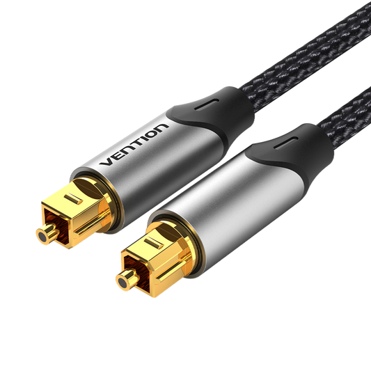 VENTION - Cable de audio óptico digital de 3.3 pies, fibra trenzada de nailon, carcasa de metal delgada, enchufe chapado en oro, cable de audio de fibra óptica Toslink para barra de sonido TV PS4