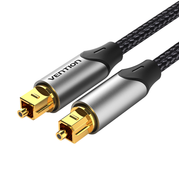 VENTION - Cable de audio óptico digital de 3.3 pies, fibra trenzada de nailon, carcasa de metal delgada, enchufe chapado en oro, cable de audio de fibra óptica Toslink para barra de sonido TV PS4