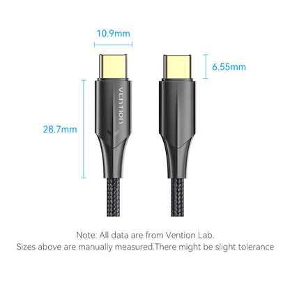 Cable USB 2.0 Tipo-C 3A Vention TAUBH/ USB Tipo-C Macho - USB Tipo-C Macho/ 2m/ Negro