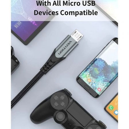 Vention Cable Micro USB Algodón Trenzado 2m