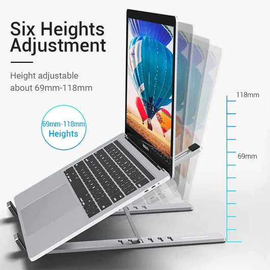 Soporte Plegable para Laptop Vention de Aleación de Aluminio Plateado