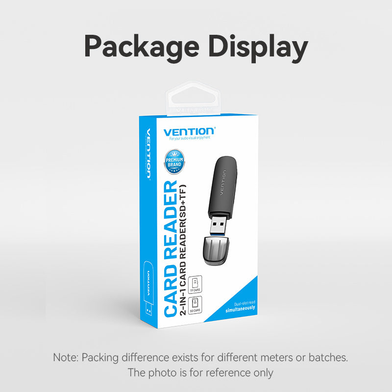 Vention Lector Tarjetas USB 3.0 SD+TF Negro