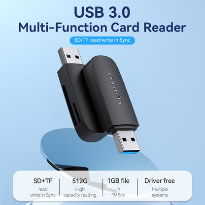 Vention Lector Tarjetas USB 3.0 SD+TF Negro