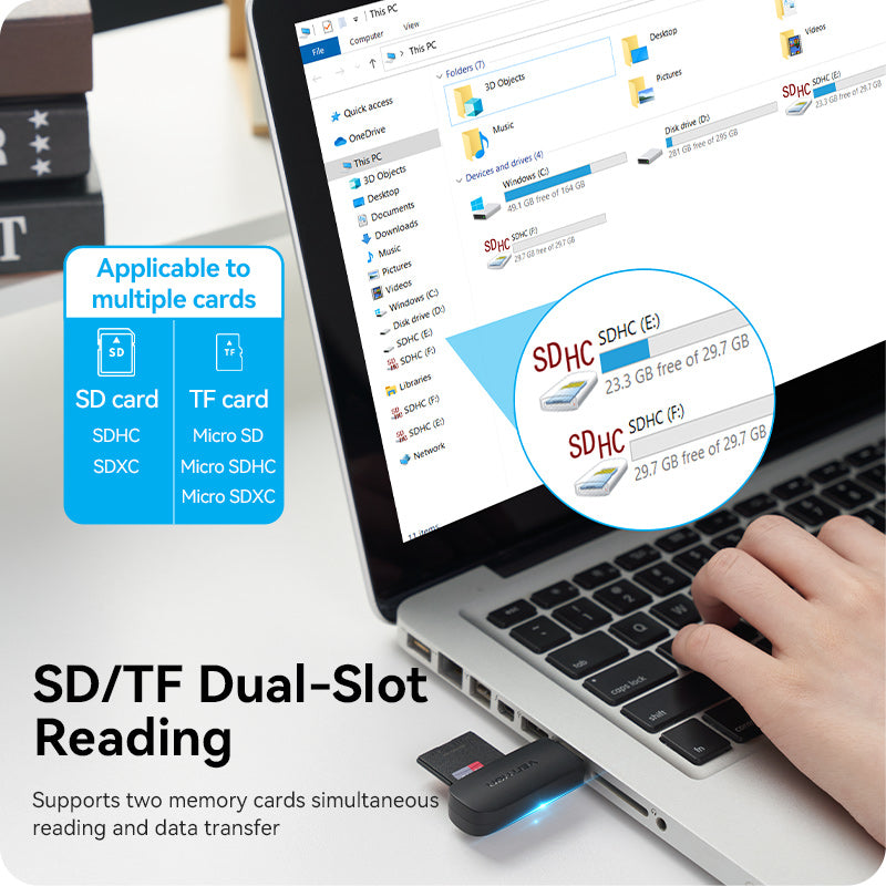 Vention Lector Tarjetas USB 3.0 SD+TF Negro