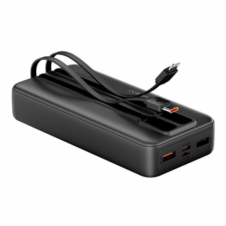 PowerBank 20000mAh Negro, Carga Rapida, 4 Puertos USB A, Micro USB, USB C, Lightning, Pantalla LED, Ideal para Viajes