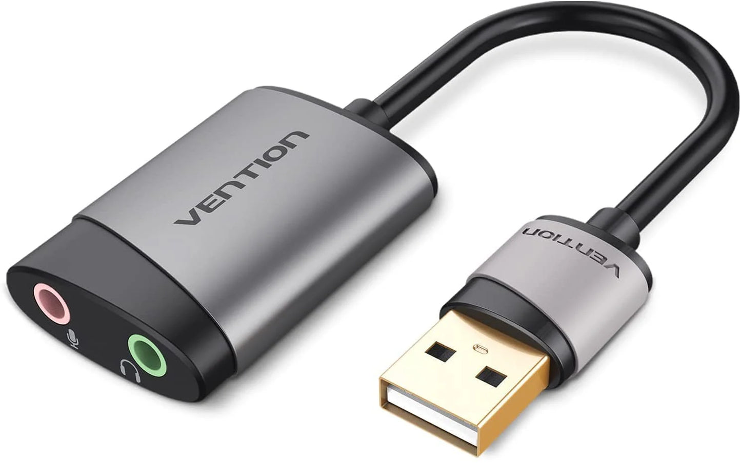 Vention Tarjeta Sonido Externa USB, USB 2.0 a 2x3.5mm Aux, Microfono, Altavoces, 0.15m