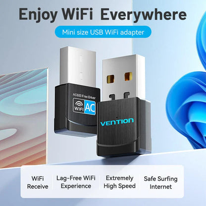 Adaptador Vention USB Wi-Fi  2.4G Negro
